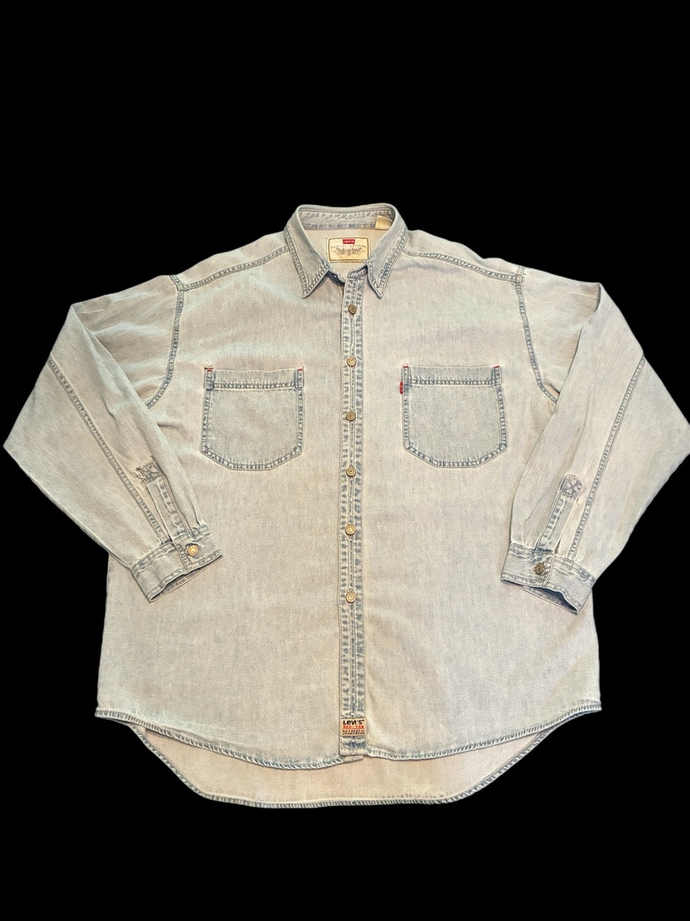 Vintage Levi's Red Tab Men's Light Blue Washed Denim Button-Down Shirt
